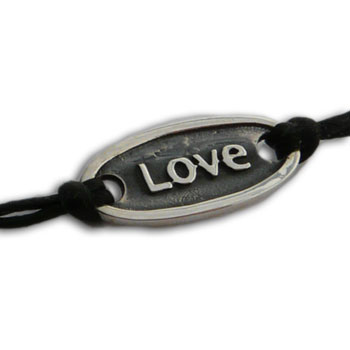 LOVE Bracelet Silver and Waxed Cotton 7.5"/19cm #2