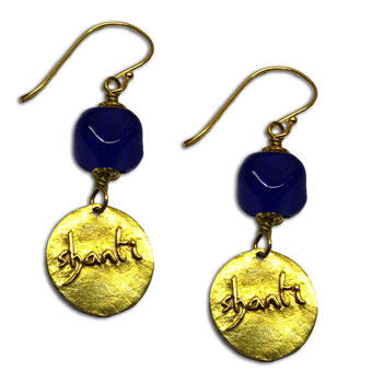 Shanti Earrings Dangle Recycled Glass & Brass #2