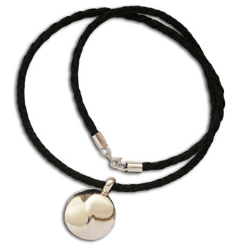 Flowing Yin Yang Necklace Silver & Leather 20