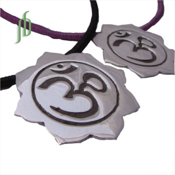 Om Lotus Necklace on Cotton Cord