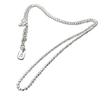 Glittery Silver Necklace Diamond-Cut Balls 16